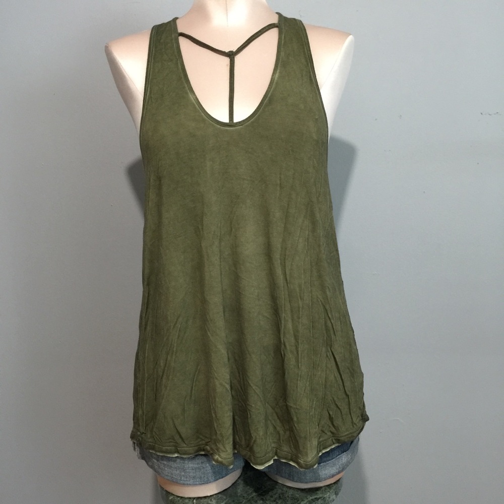 WE THE FREE green racer back tank top size S